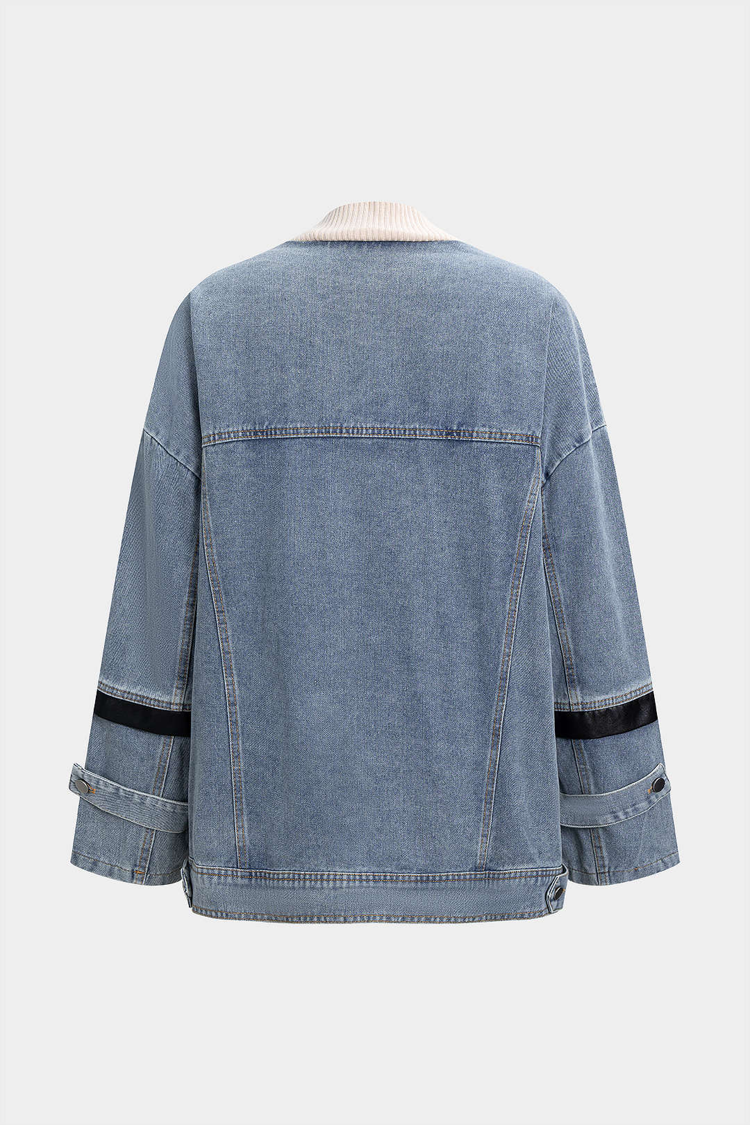 Denim Faux Leather Patchwork Outerwear - Weenar