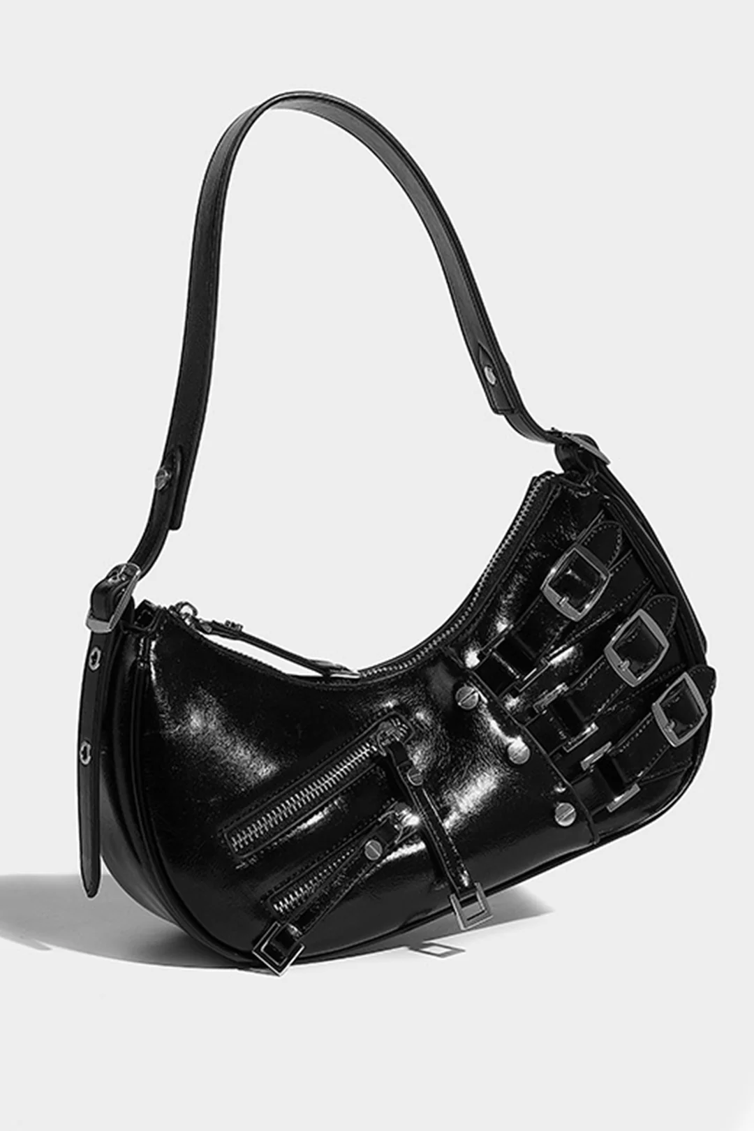 Faux Leather Buckle Detail Cross-body Bag - Weenar