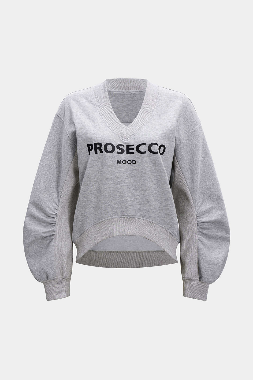 Letter Print Patchwork V-Neck Long Sleeve Sweatshirt - Weenar