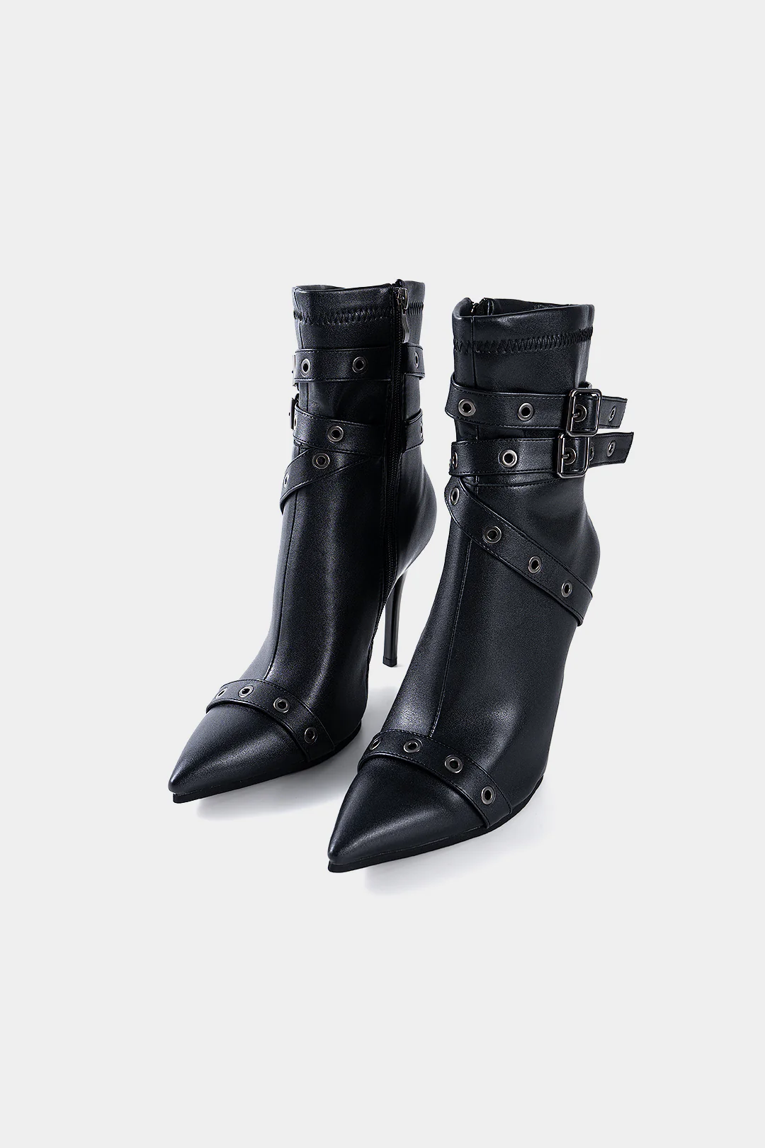 Metallic Rivets Pointed Ankle Boots - Weenar