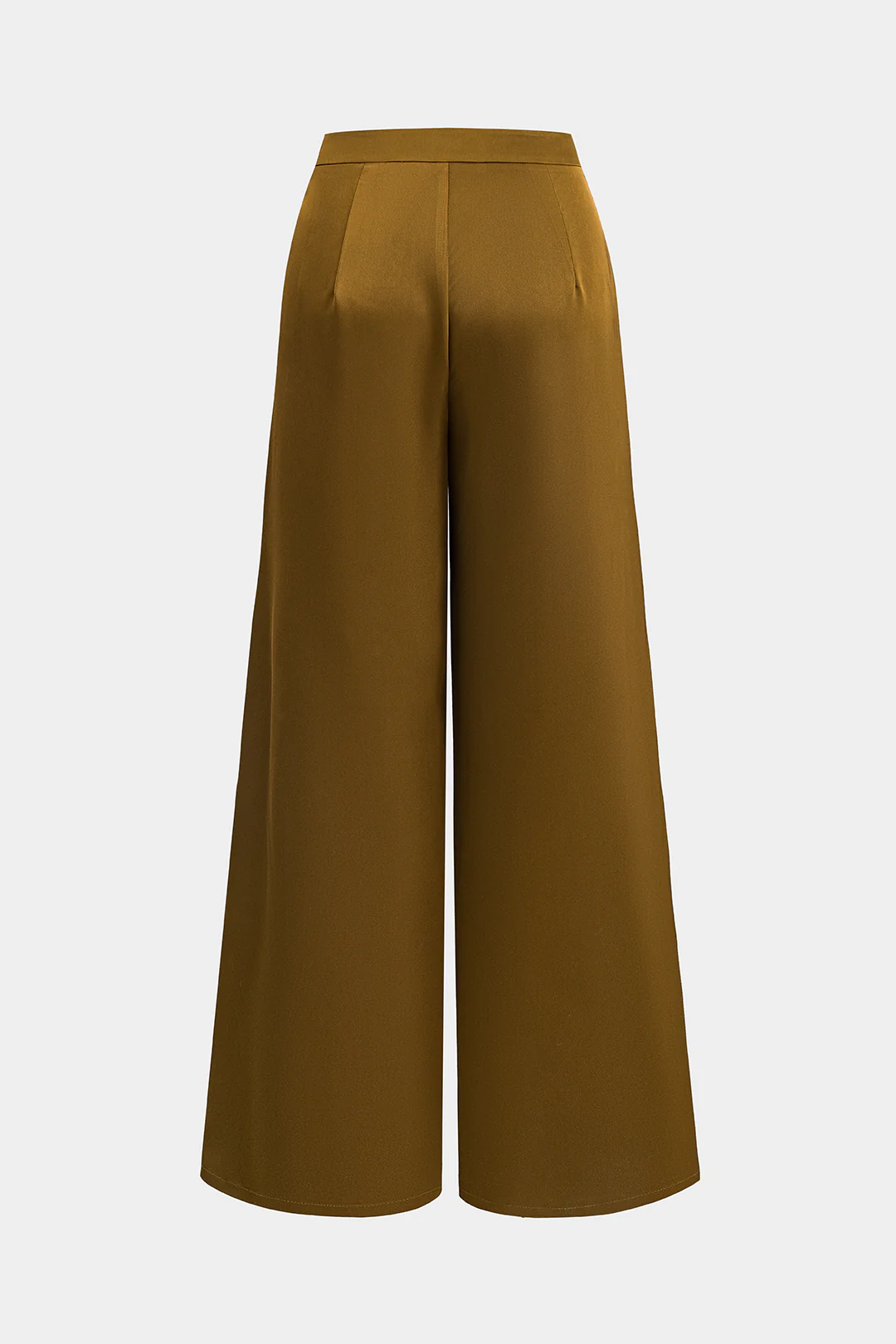 Satin High Waist Ruched Wide Leg Trousers - Weenar