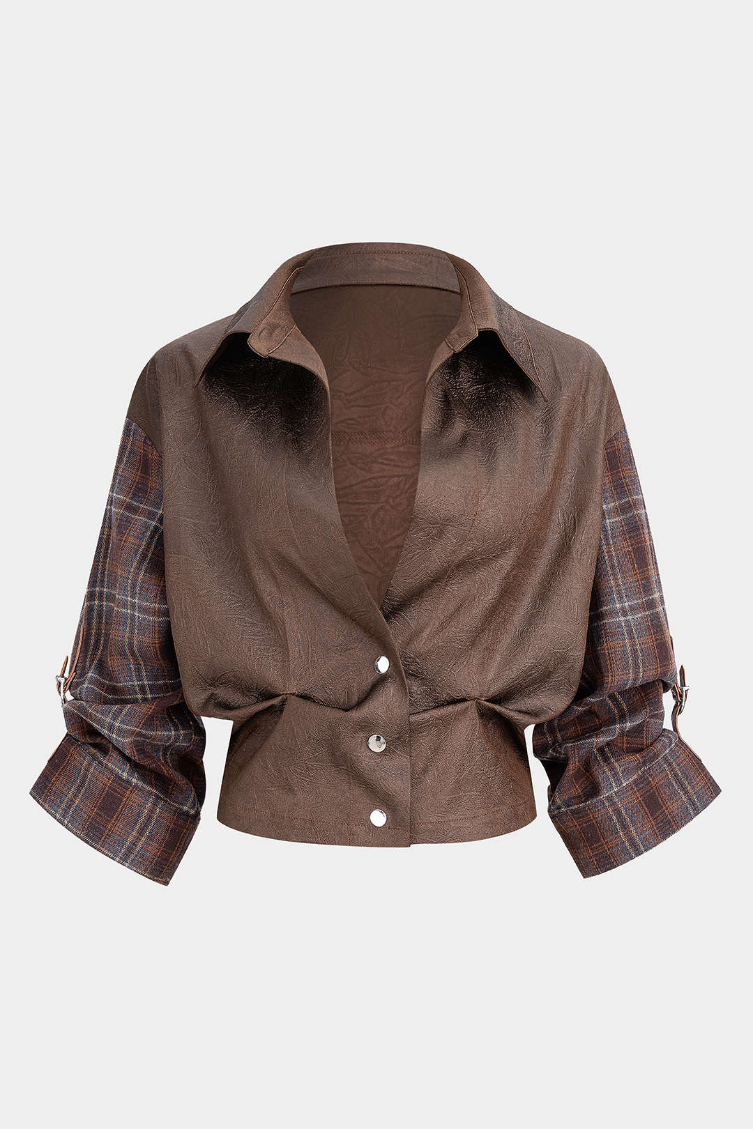 Plaid Print Button Top - Weenar
