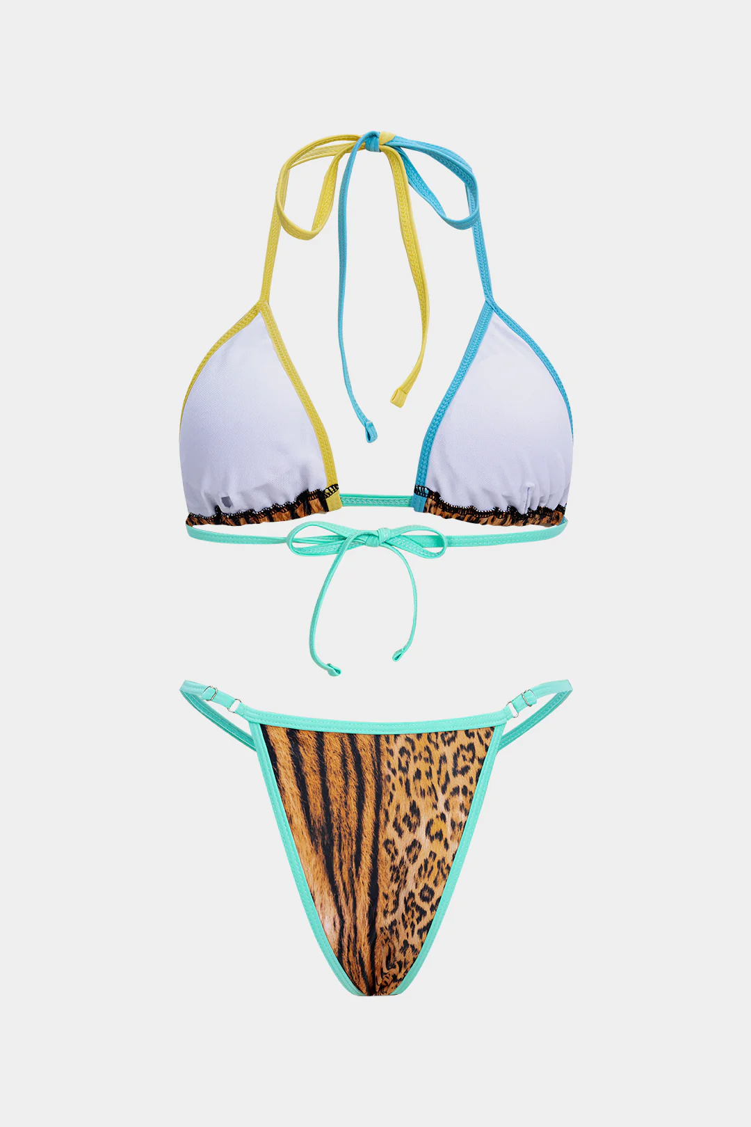 Leopard Print Leopard Tie-Up Split Bikini Set - Weenar