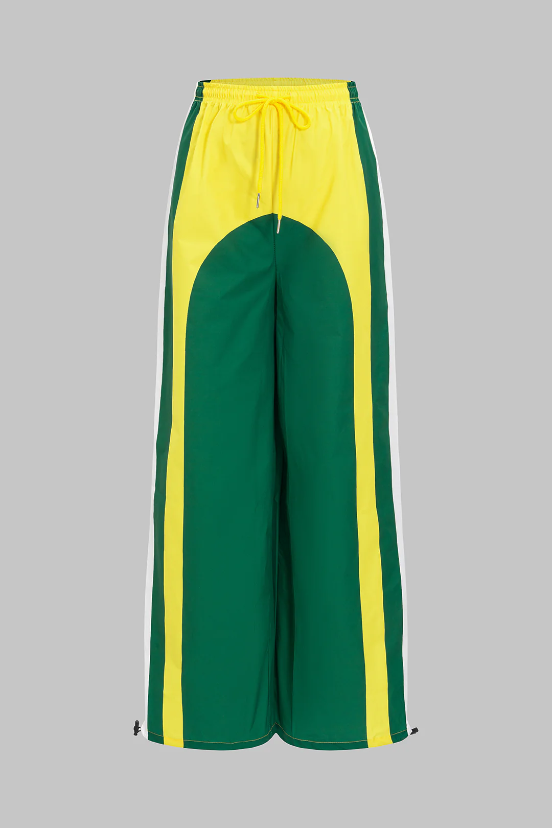 Contrast Drawstring High Waist Wide Leg Pants - Weenar