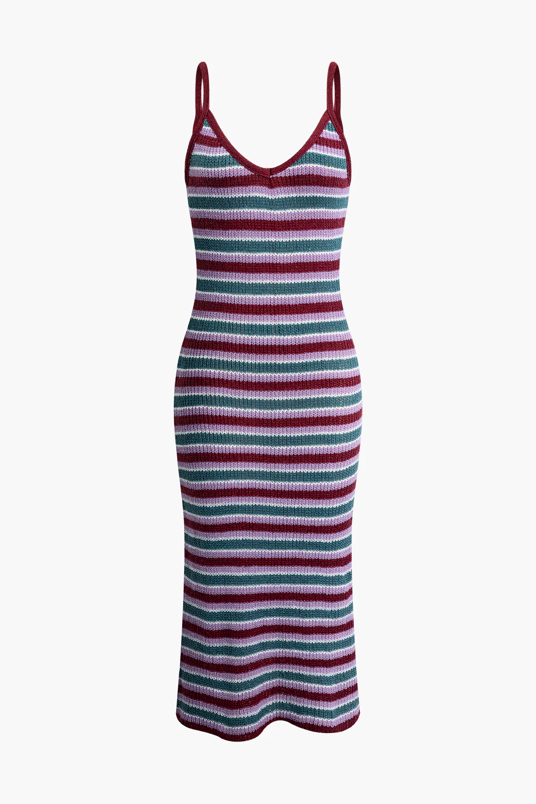 Knit V-Neck Contrast Sleeveless Dress - Weenar
