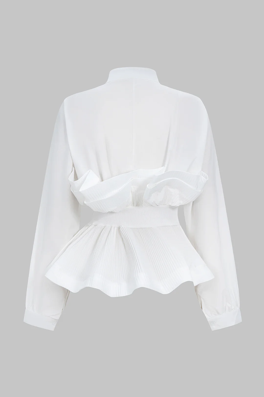 Ruffle Pleated Button Long-Sleeve Shirt - Weenar