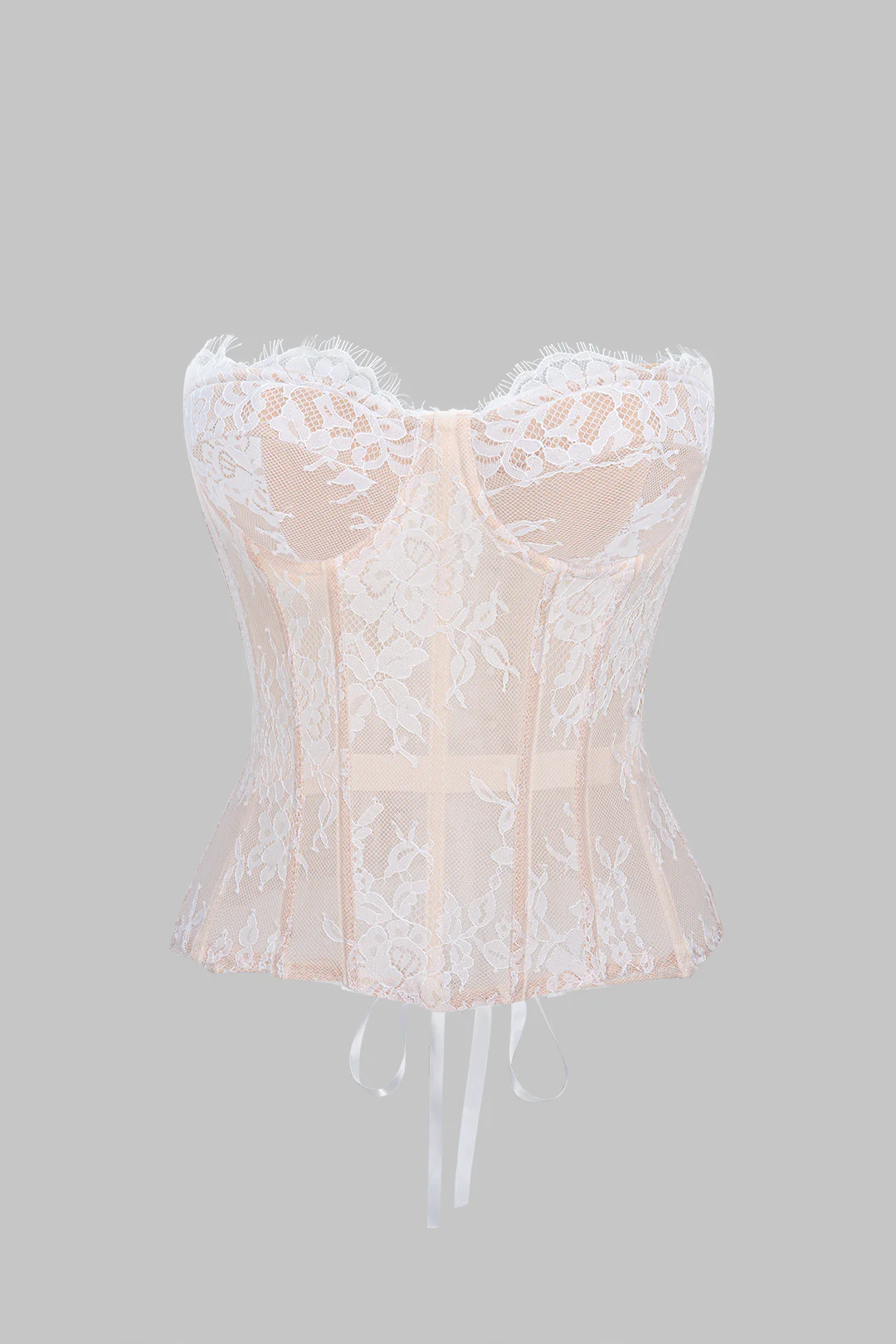 Corset Underwire Tie-Back Strapless Tube Top - Weenar