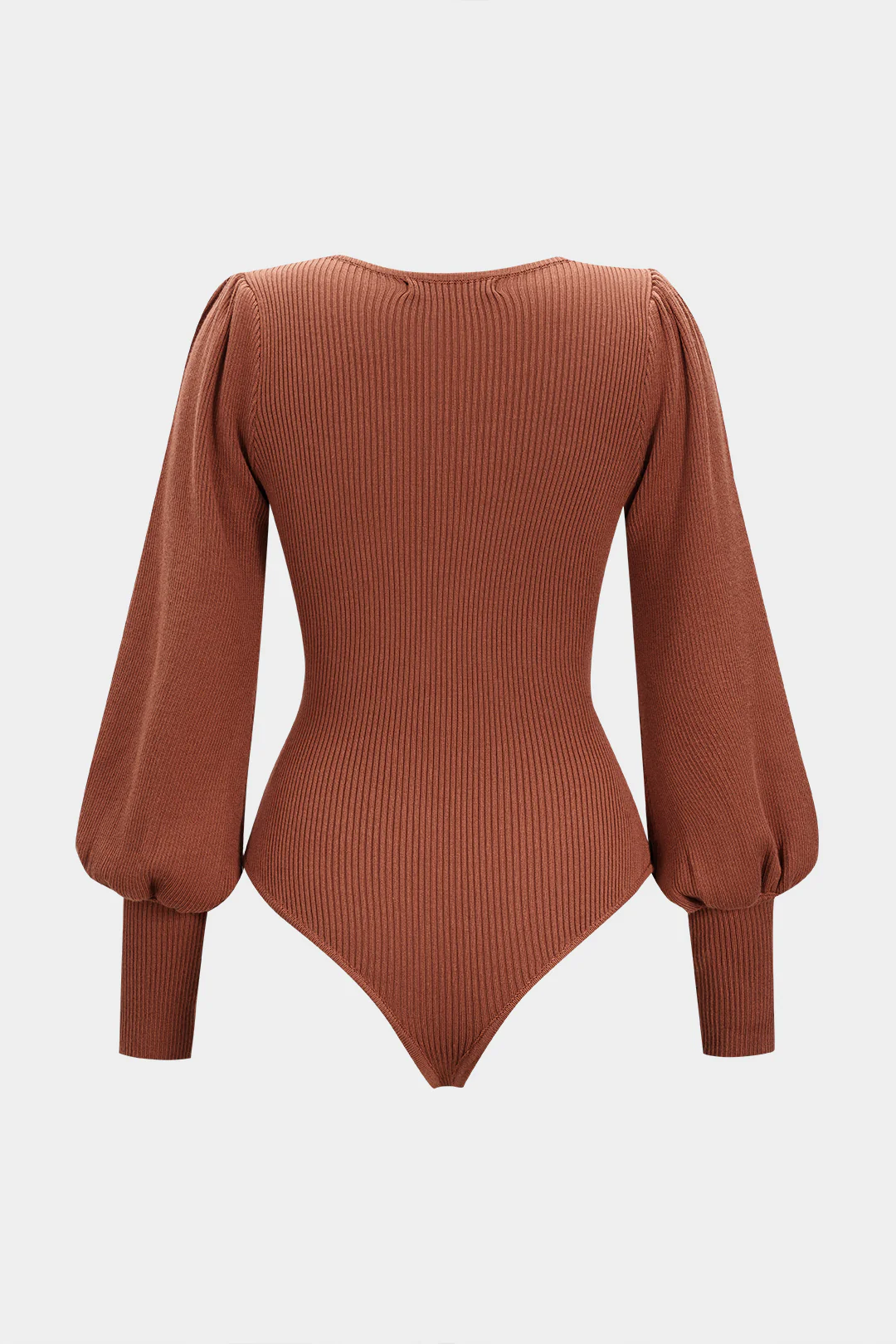 Ruched Ribbed Long Sleeve Bodysuit - Weenar