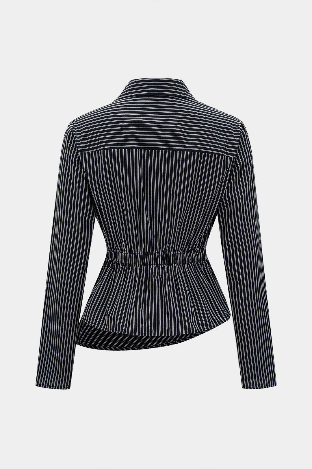 Stripes Print Asymmetrical Button Long-Sleeve Shirt - Weenar