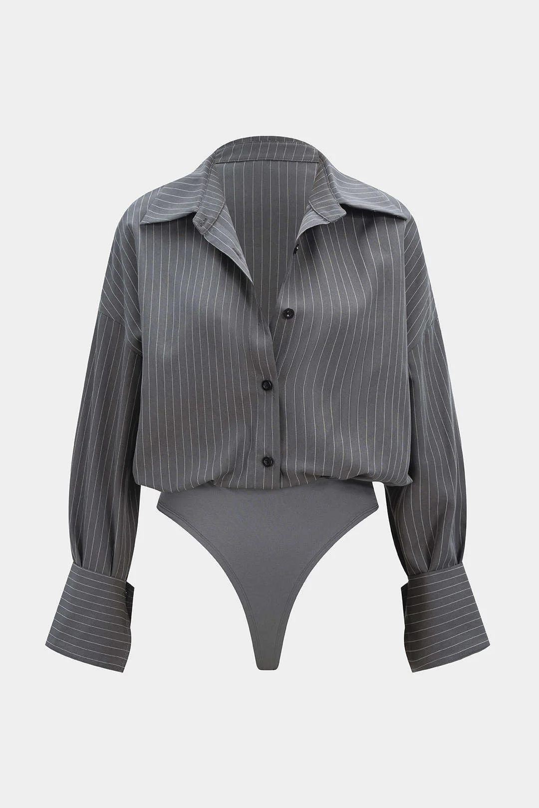 Stripes Print Button Long Sleeve Bodysuit - Weenar