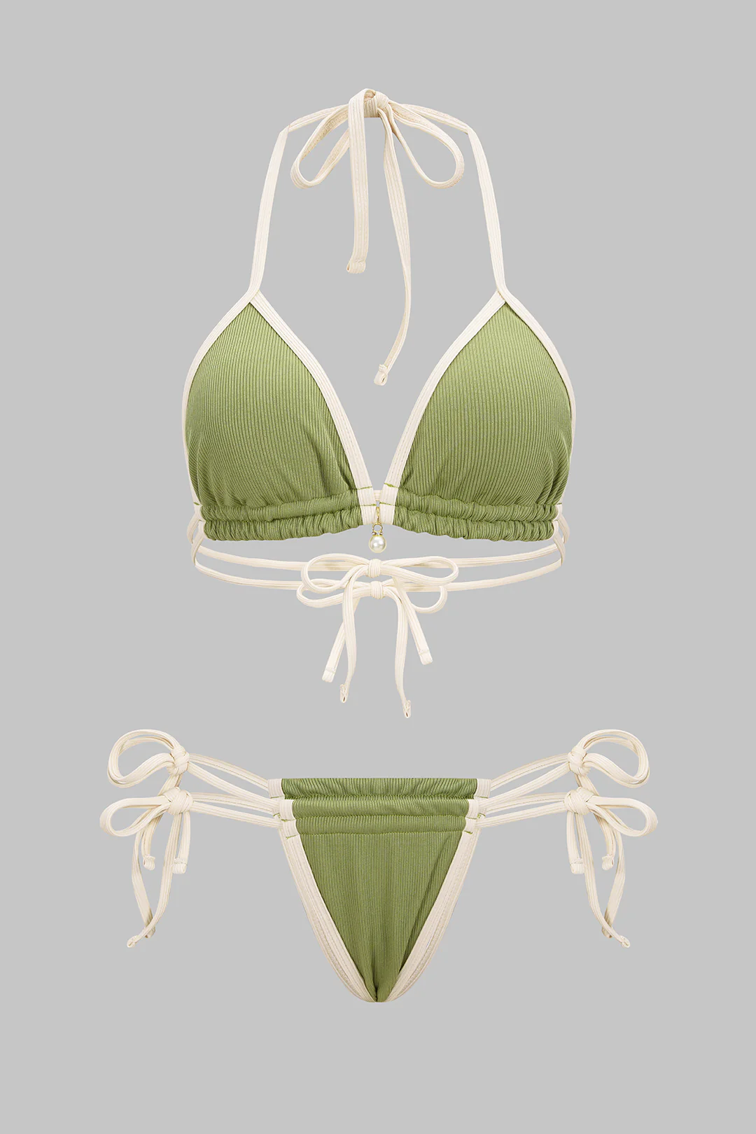 Contrast Tie-Up Bikini Set - Weenar