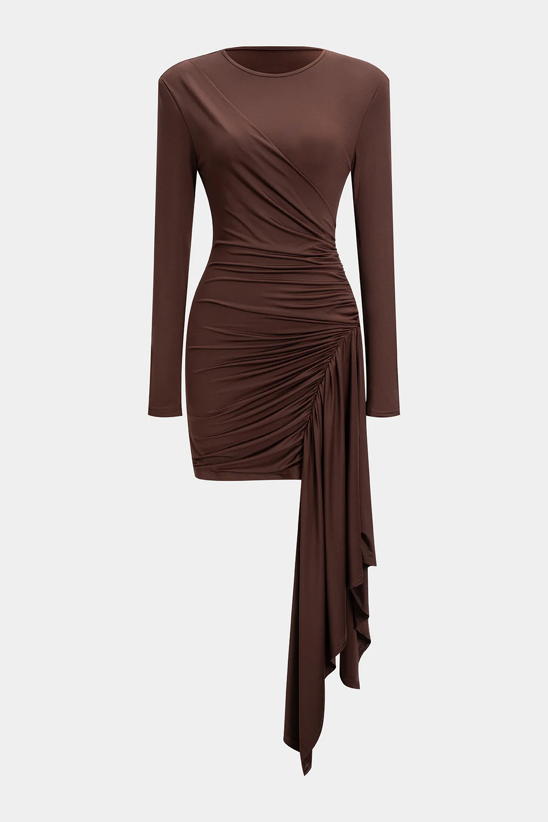 Ruched Long Sleeve Mini Dress - Weenar