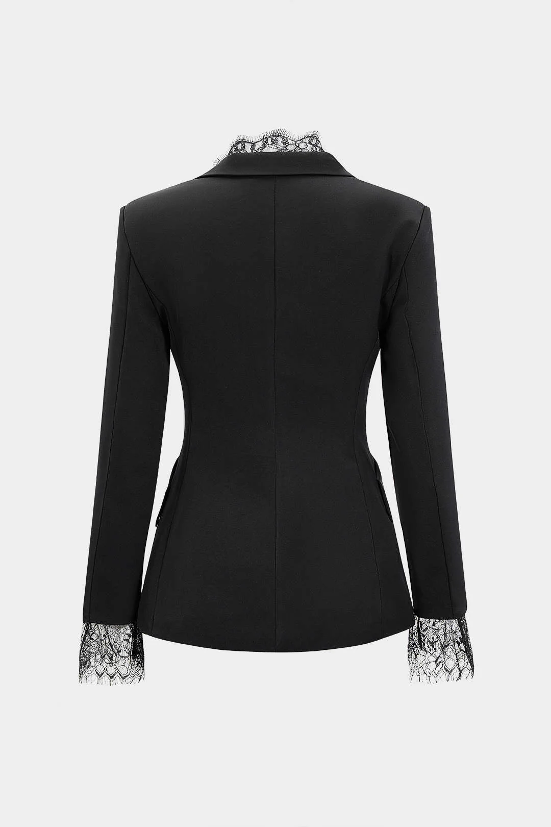 Lace Trim Notched Lapel Blazer - Weenar