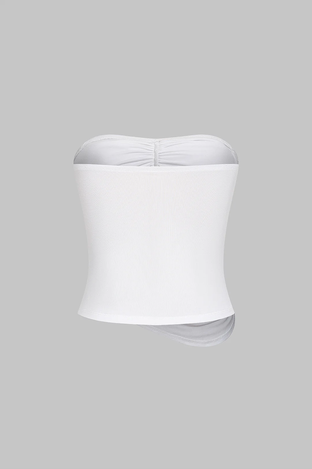 Solid Ruched Asymmetrical Tube Top - Weenar
