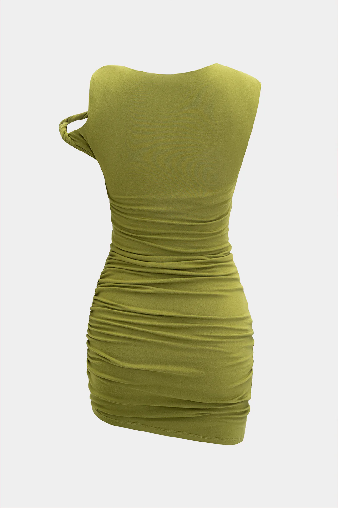 Asymmetrical Twist Knot Ruched Sleeveless Mini Dress - Weenar