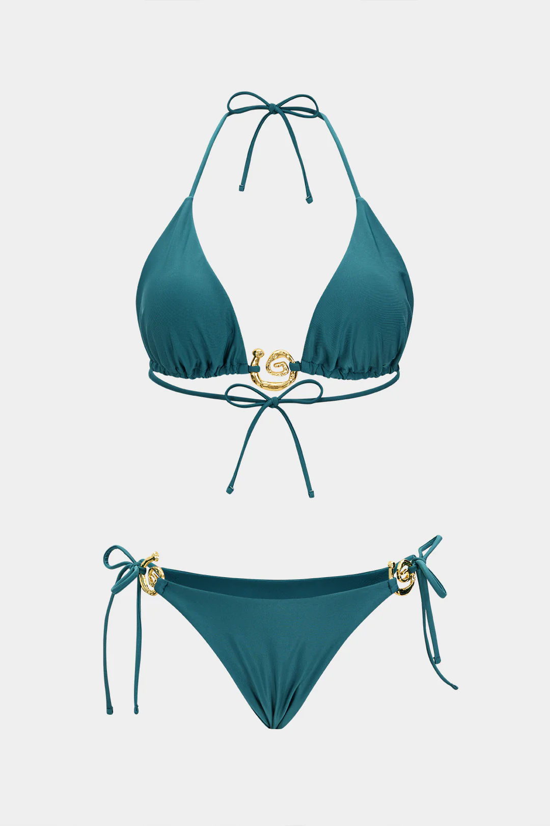 Metallic Decor Tie-Up Bikini Set - Weenar