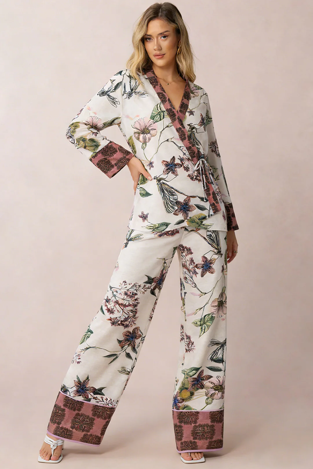 Floral Print Straight Leg Pants - Weenar