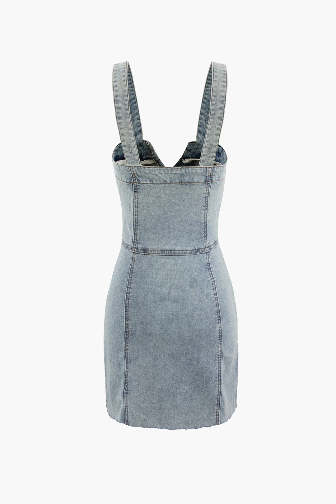 Denim Asymmetrical Button Sleeveless Dress - Weenar