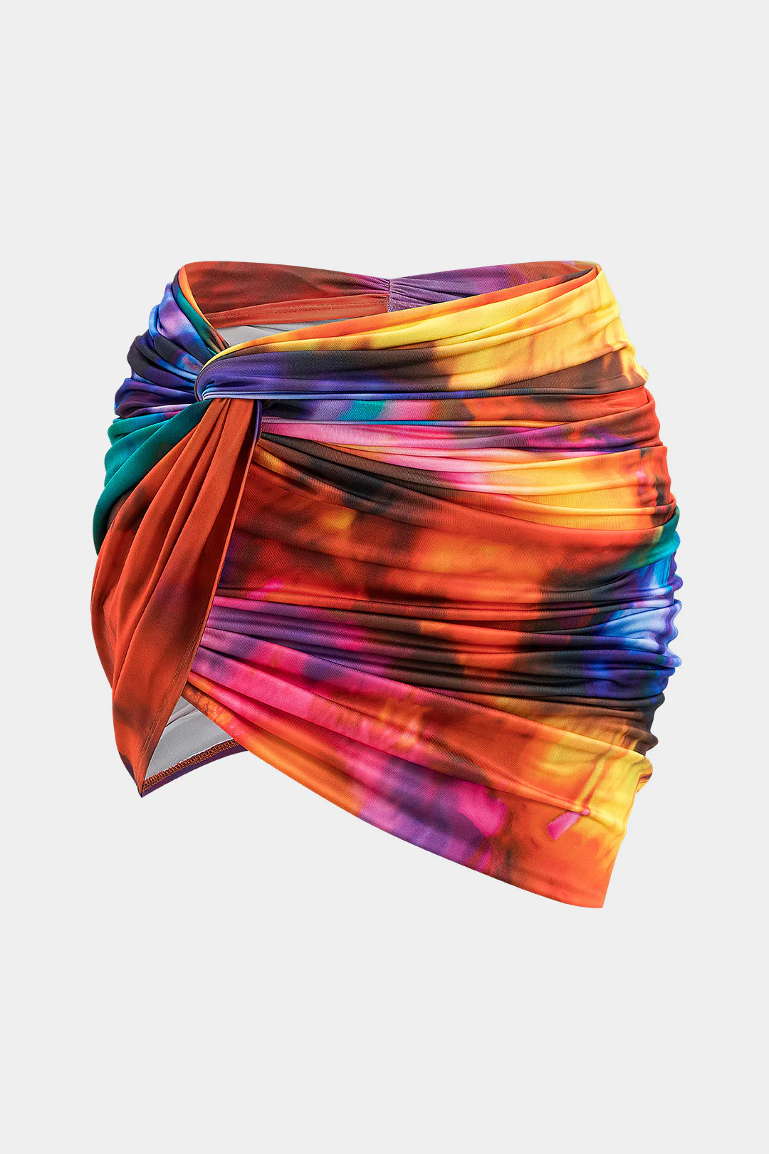 Plus Size Tie Dye Print Ruched Twist Knot Skirt - Weenar