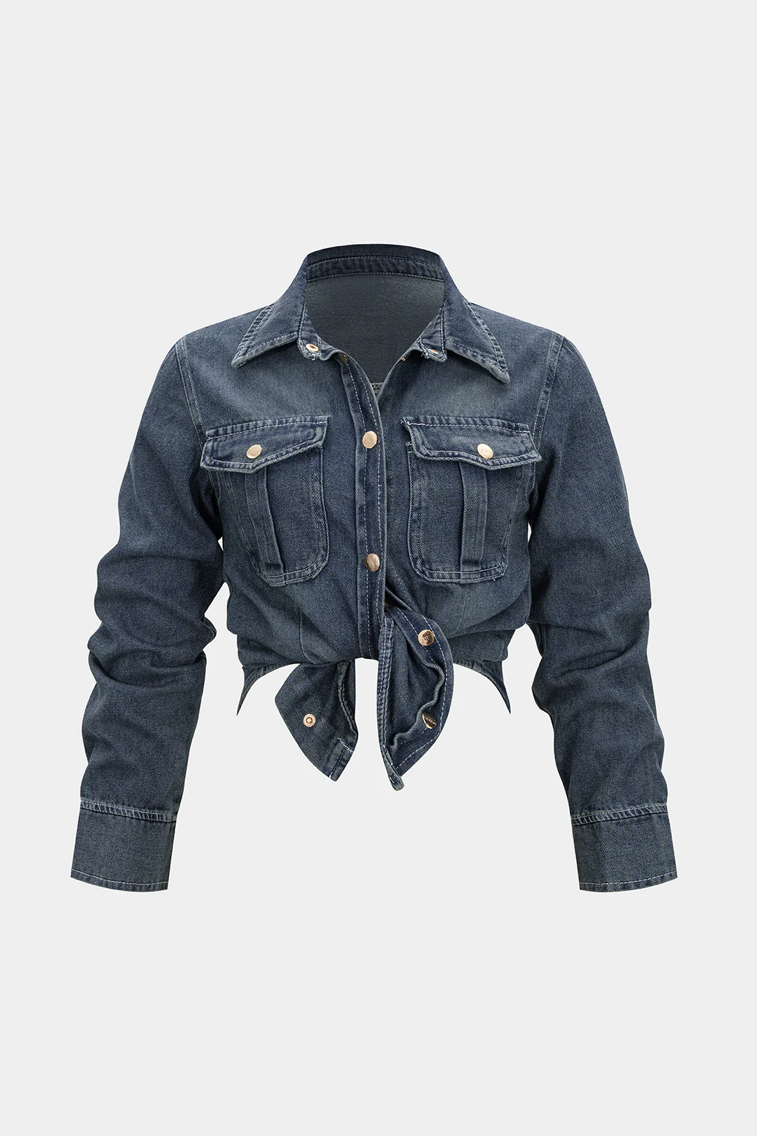Denim Button Pocket Long Sleeve Shirt - Weenar