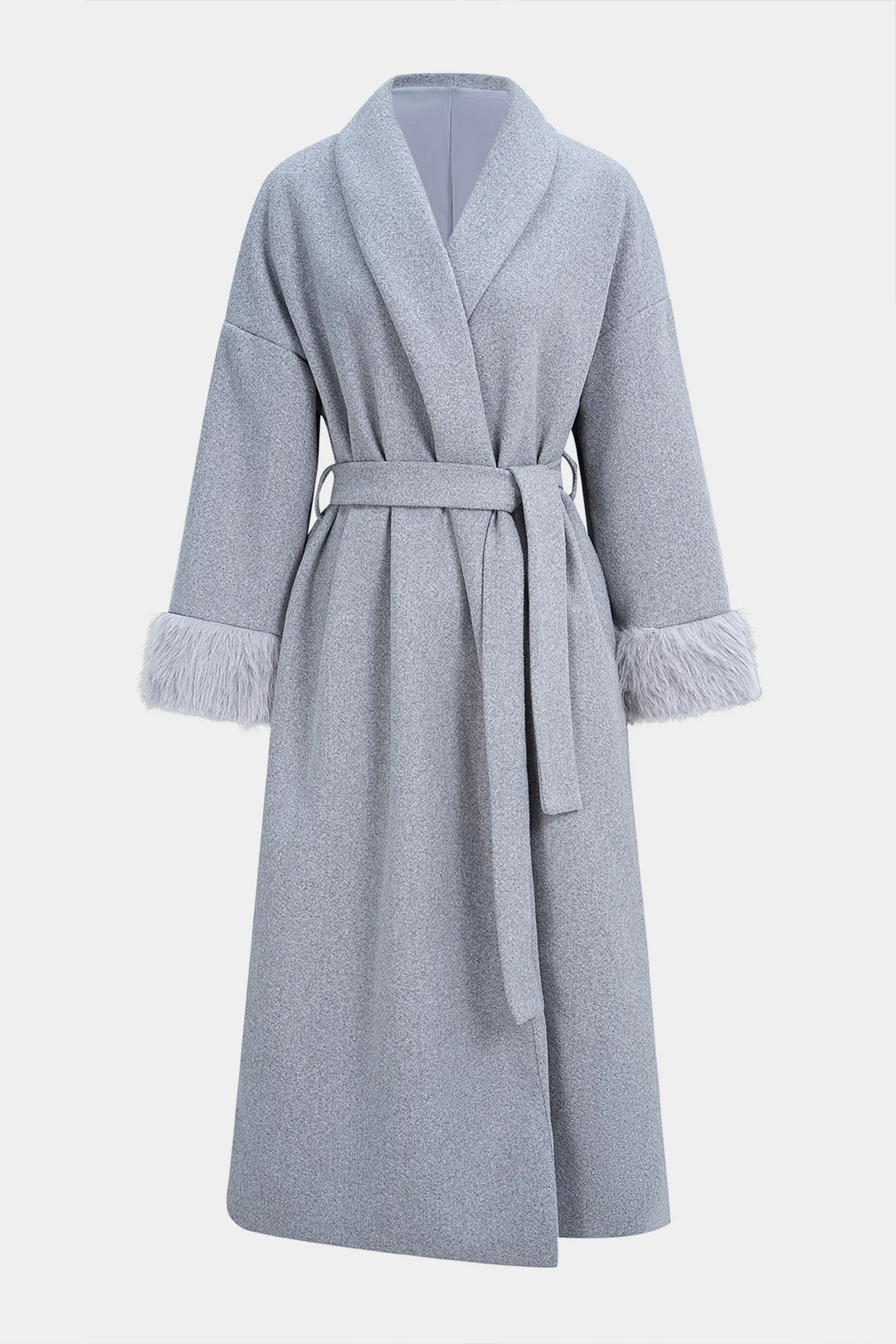 Woolen Tie-Up Open Front Long Coat - Weenar