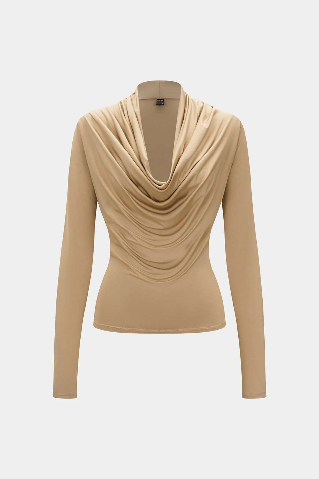 Ruched Draped Cowl Neck Long-Sleeve Top - Weenar