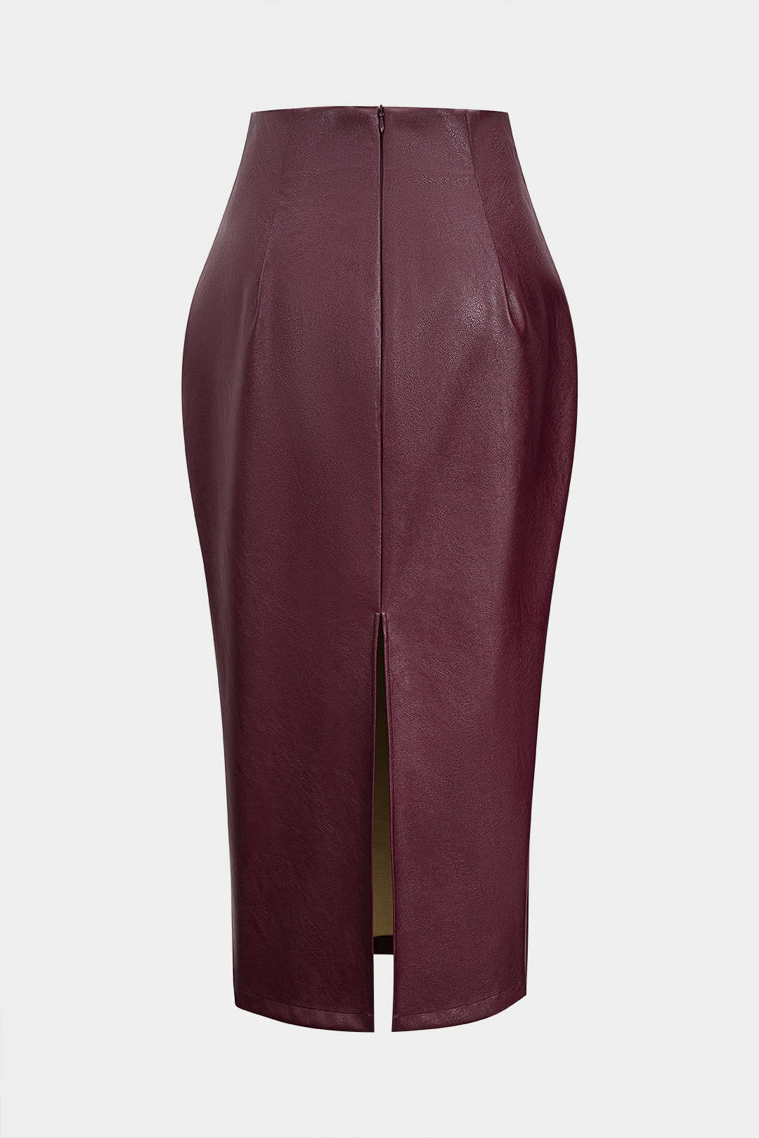 Faux Leather Zipper High Waist Skirt - Weenar