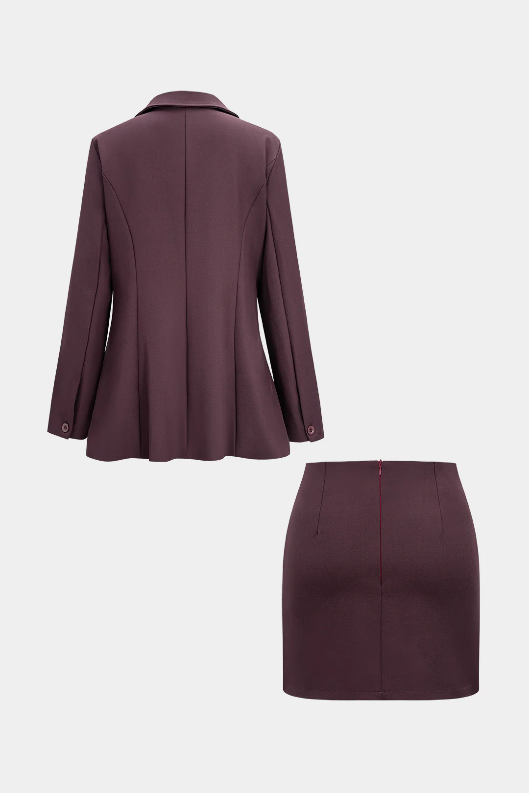 Lapel Button Pocket Cardigan And Mini Skirt Set - Weenar