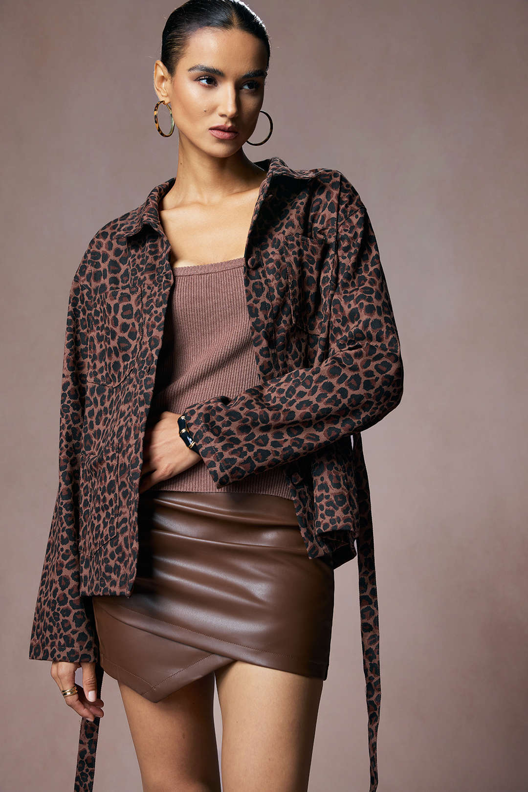 Leopard Print Tie-Up Jacket - Weenar
