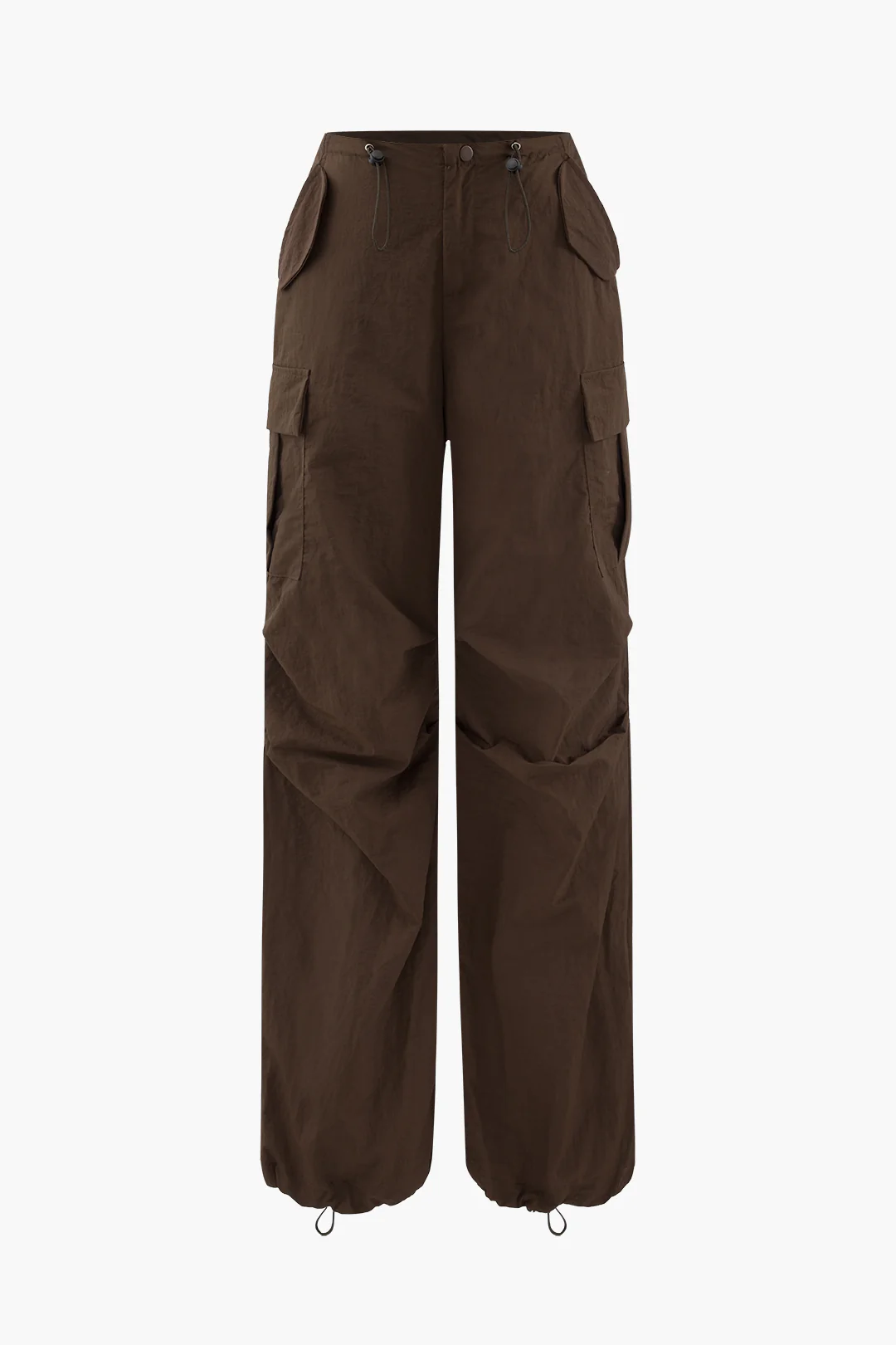 Ruched Drawstring Pocket Low Waist Pants - Weenar