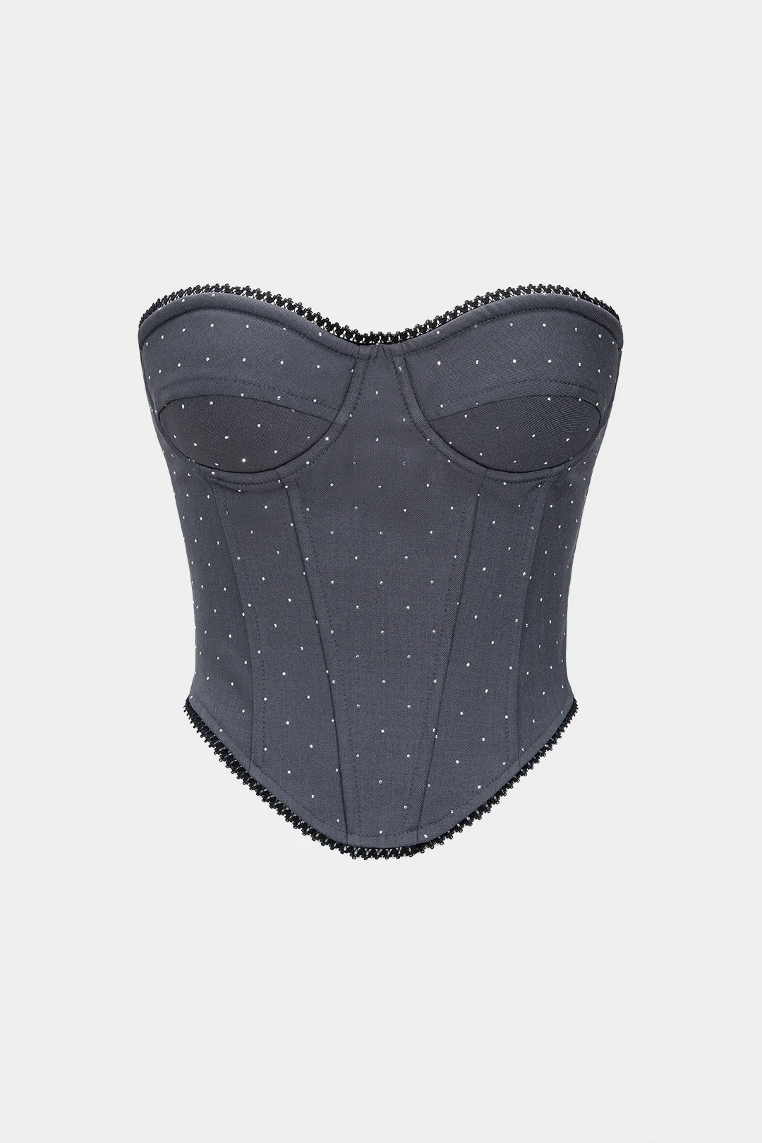 Rhinestone Decor Corset Tube Top - Weenar