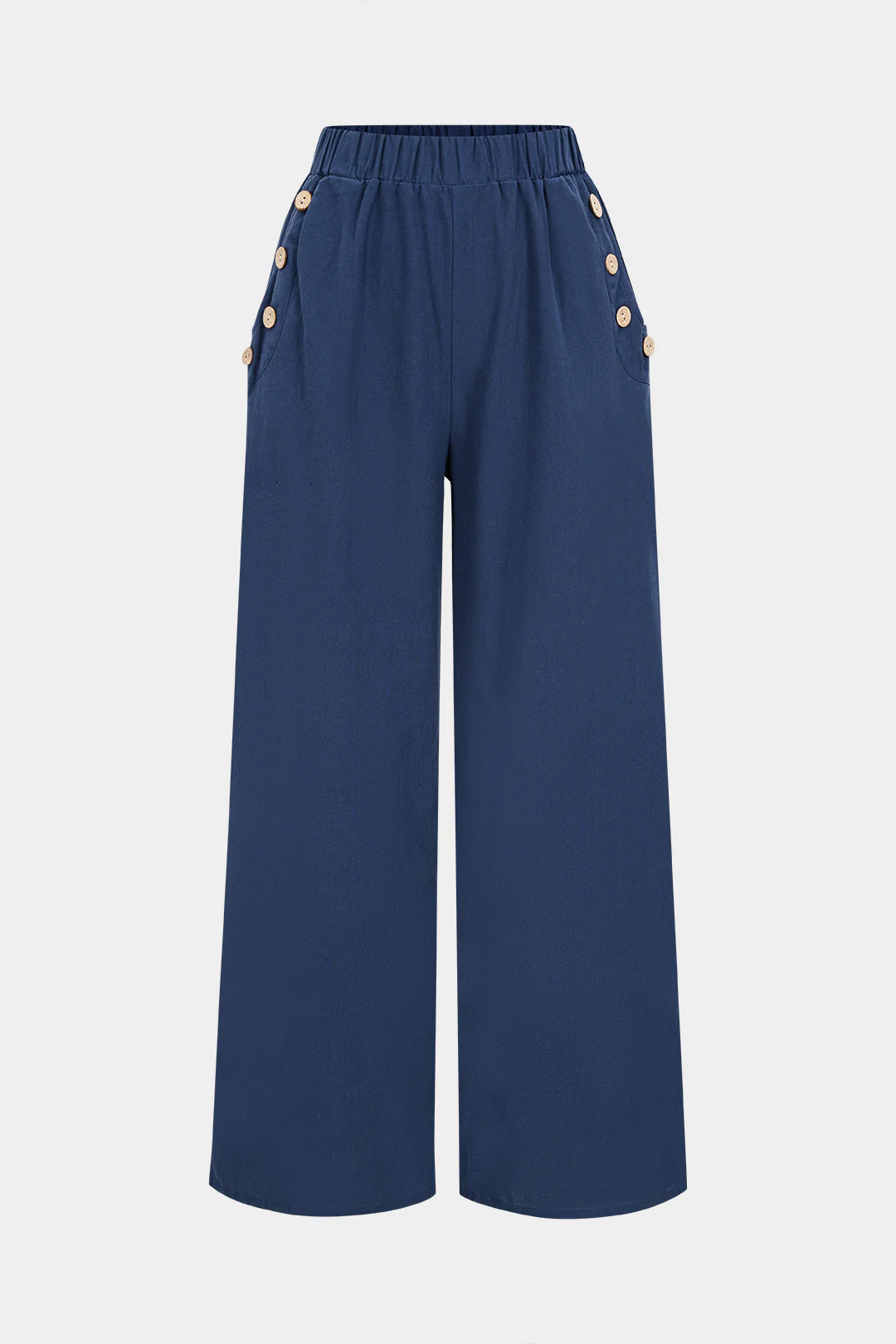 Button Pocket High Waist Wide Leg Pants - Weenar