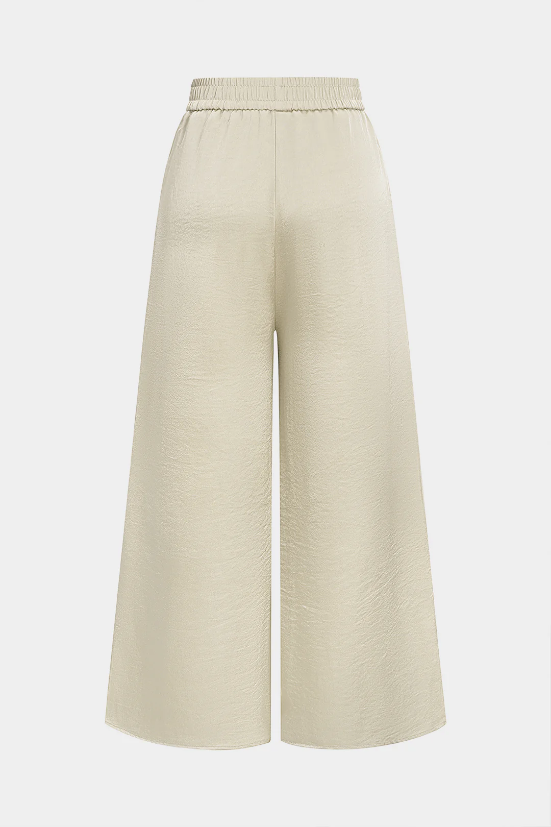 Satin High Waist Wide Leg Trousers - Weenar