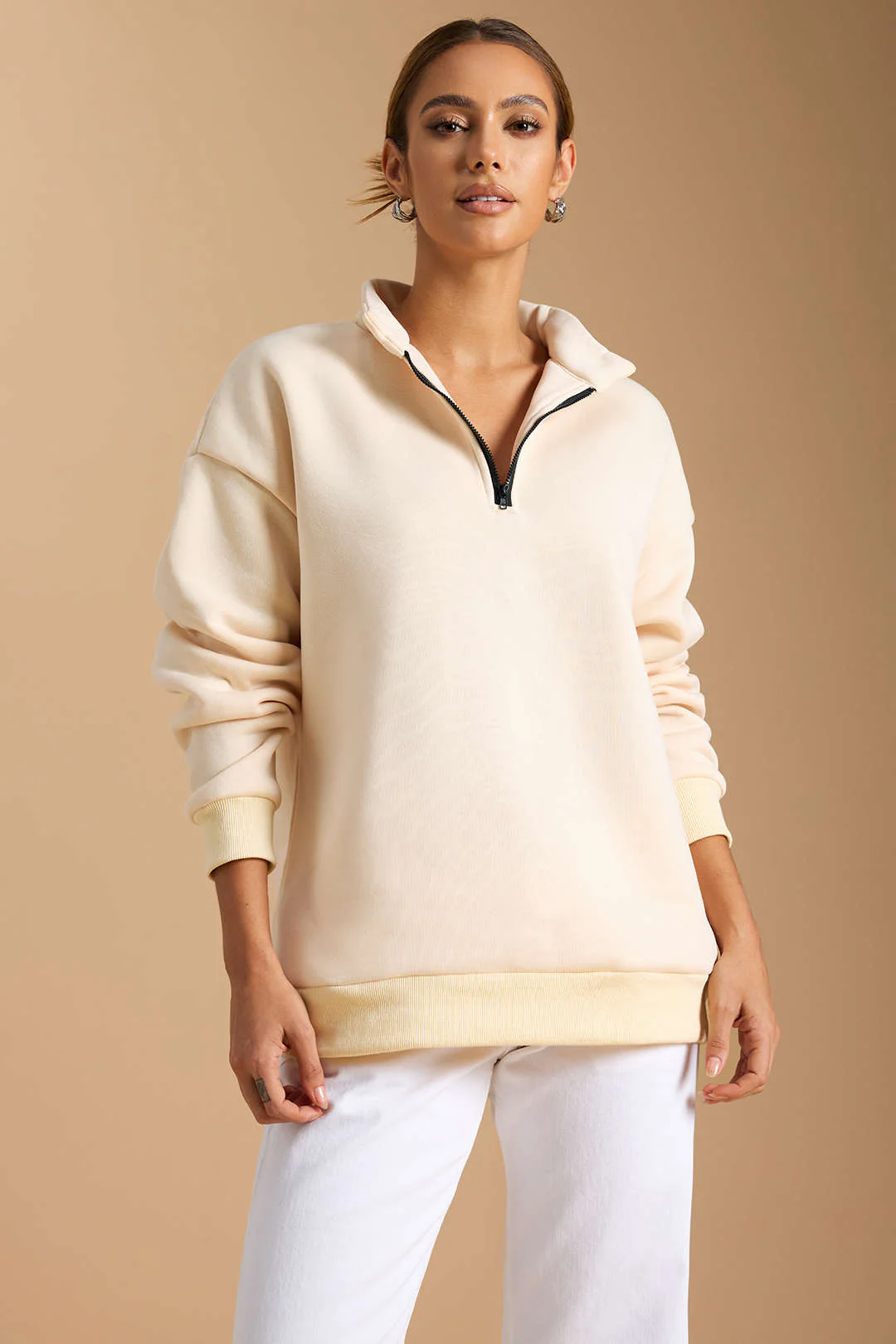Zipper Long Sleeve Sweatshirt - Weenar