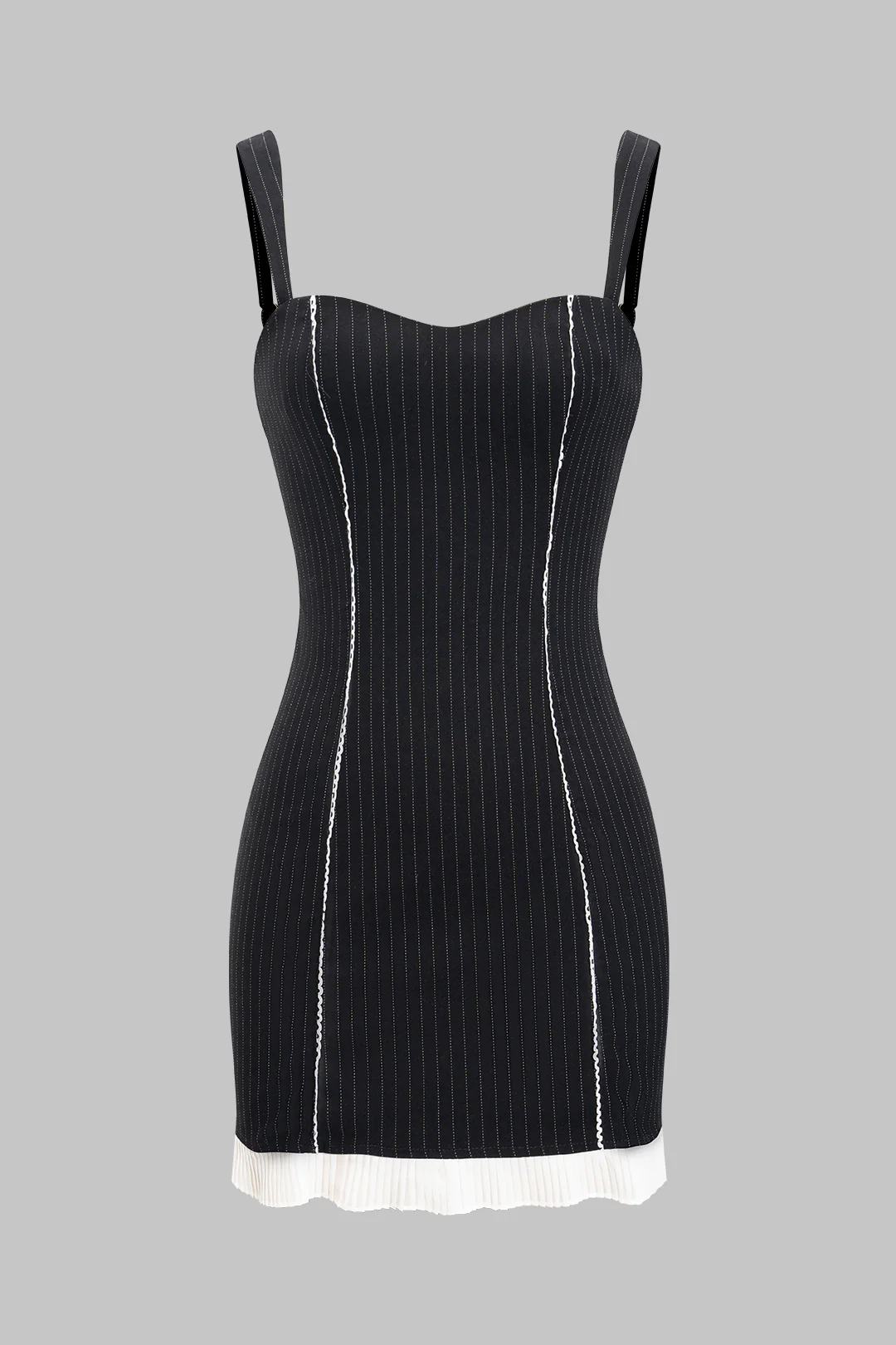 Stripes Print Patchwork Backless Slip Sleeveless Mini Dress - Weenar