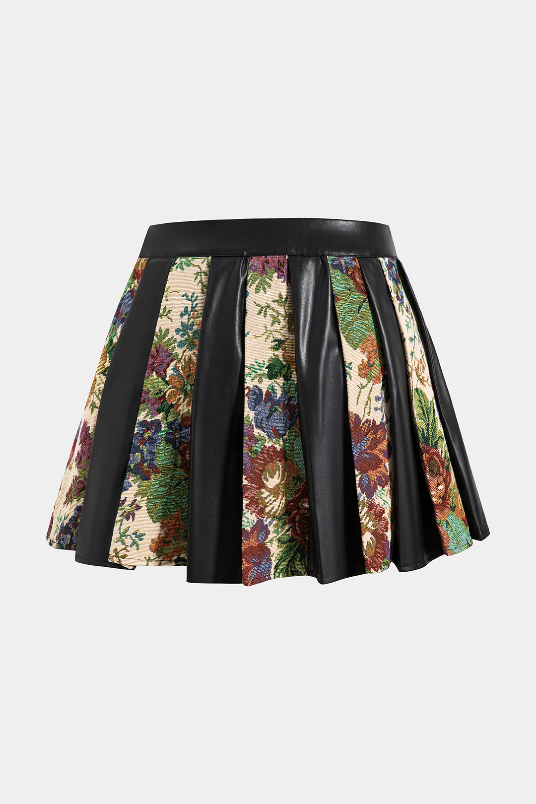 Jacquard Faux Leather Patchwork Skirt - Weenar