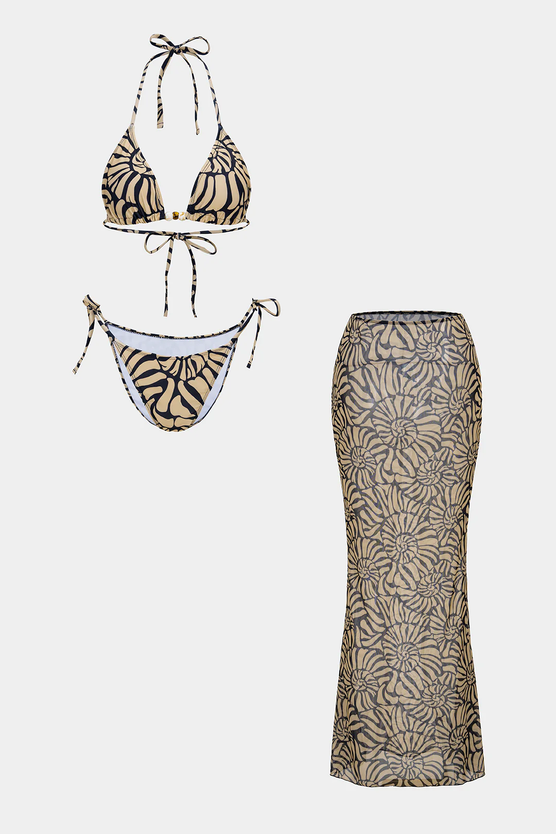 Contrast Print Tie-Up Bikini Set - Weenar