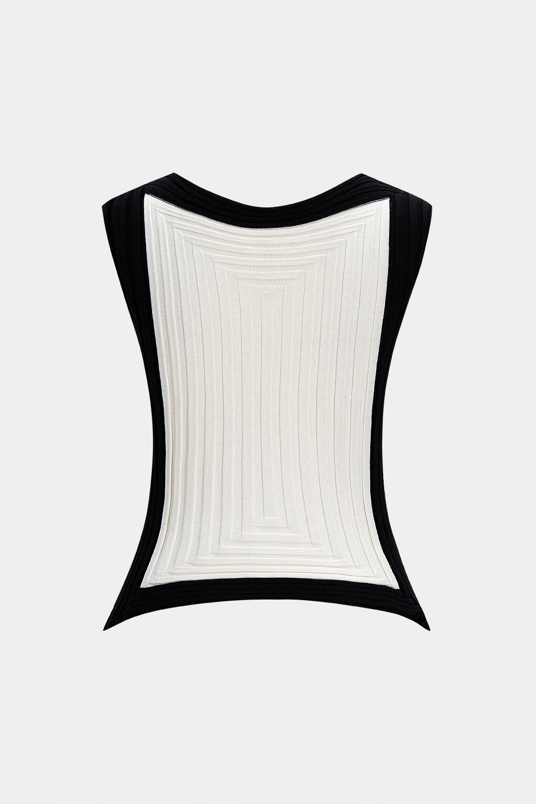 Knit Round Neck Contrast Irregular Hem Tank Top - Weenar