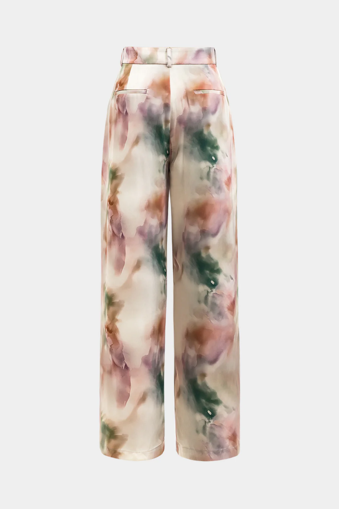 Watercolor Print Satin Pocket Trousers - Weenar