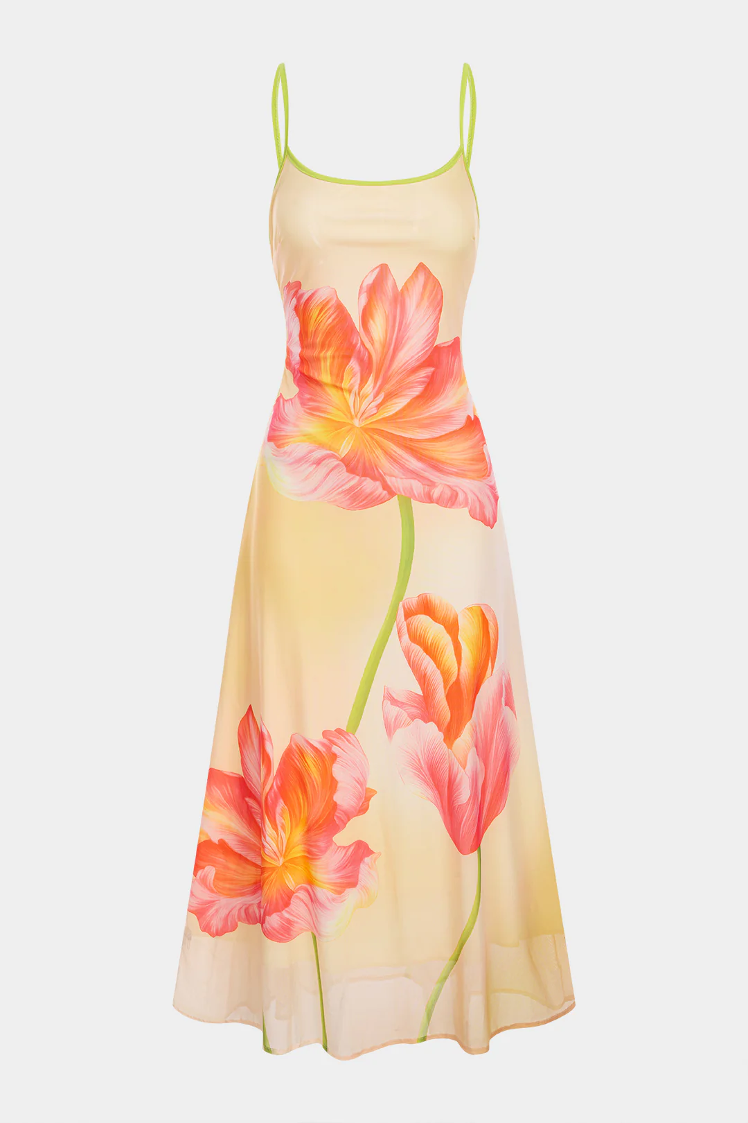 Ombre Floral Print Mesh Slip Sleeveless Maxi Dress - Weenar
