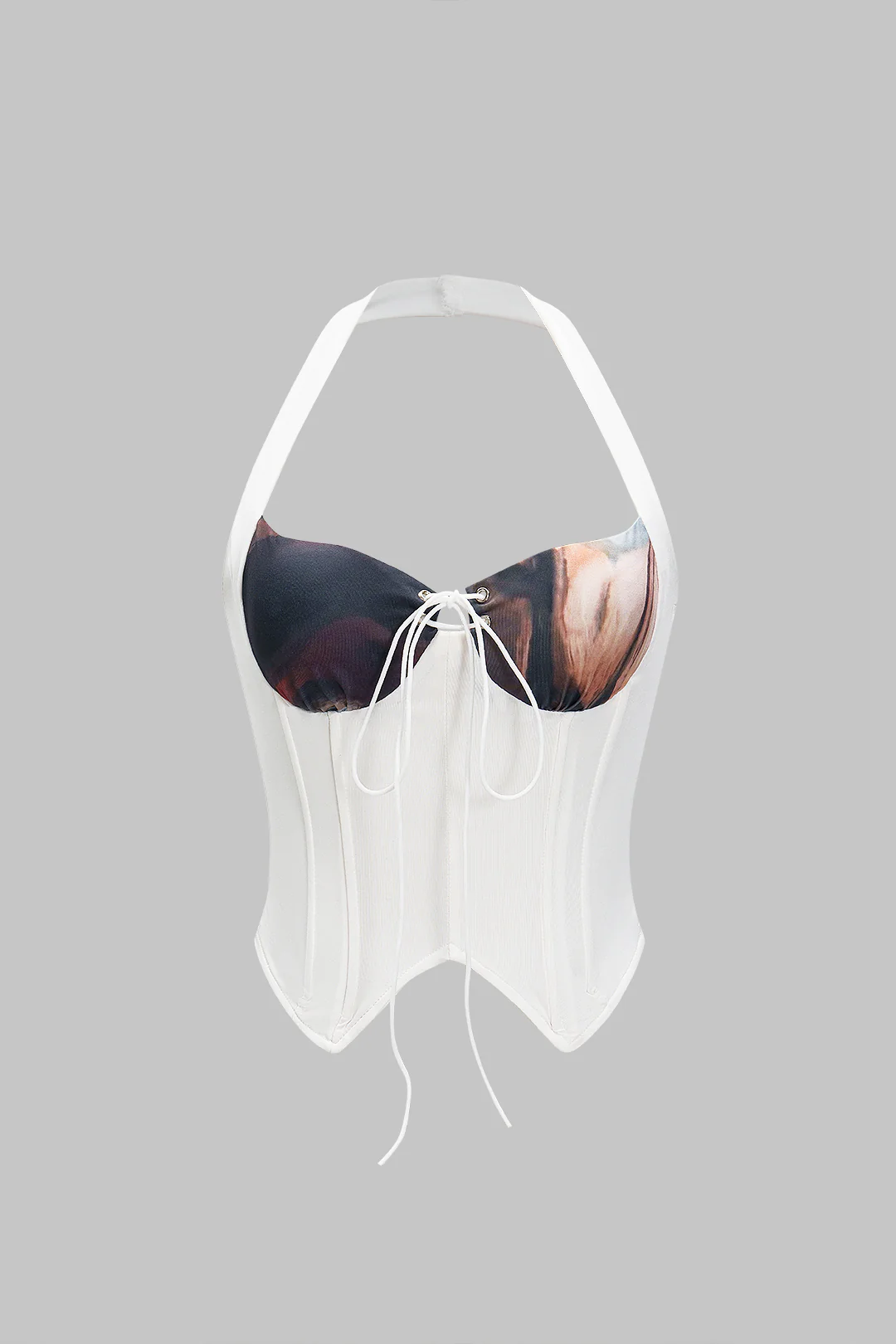 Halter Neck Bustier Drawstring Tank Top And Ruched Skirt Set - Weenar