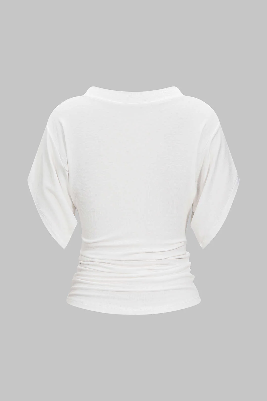 V-Neck Waist-Cinching Ruched T-Shirt - Weenar