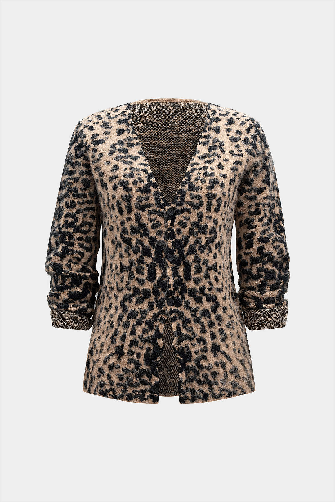 Retro Leopard Print V-Neck Jacket - Weenar