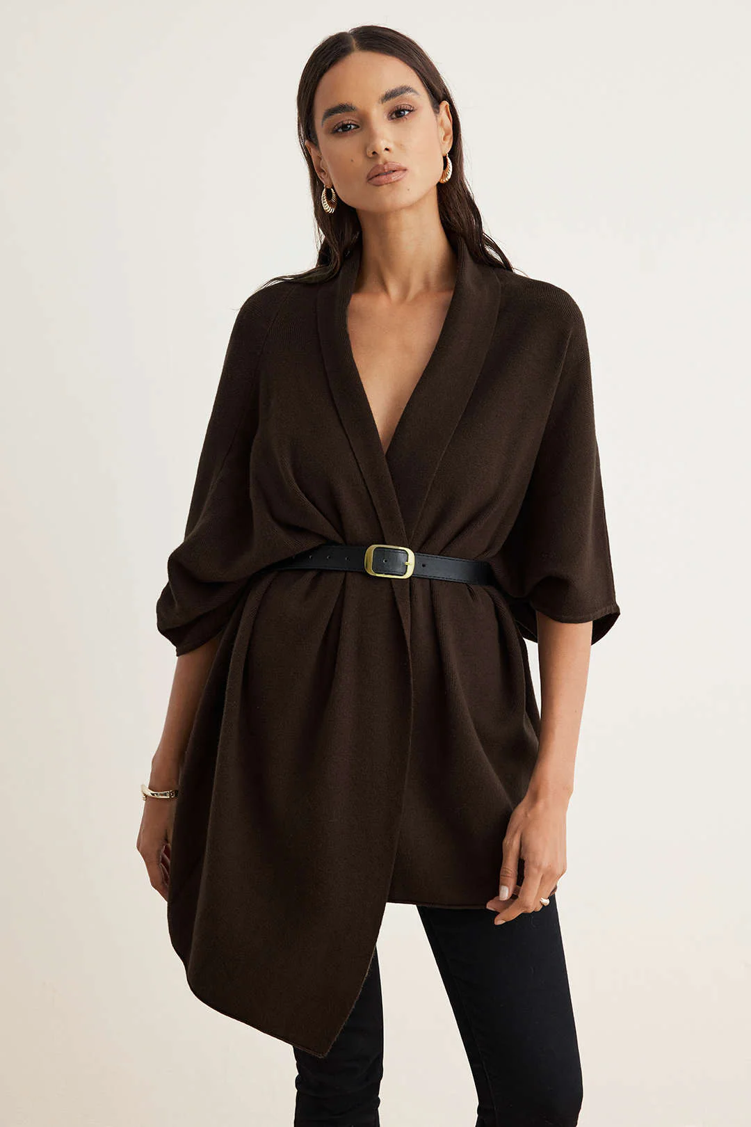 Knit Belted Short-Sleeve Top - Weenar