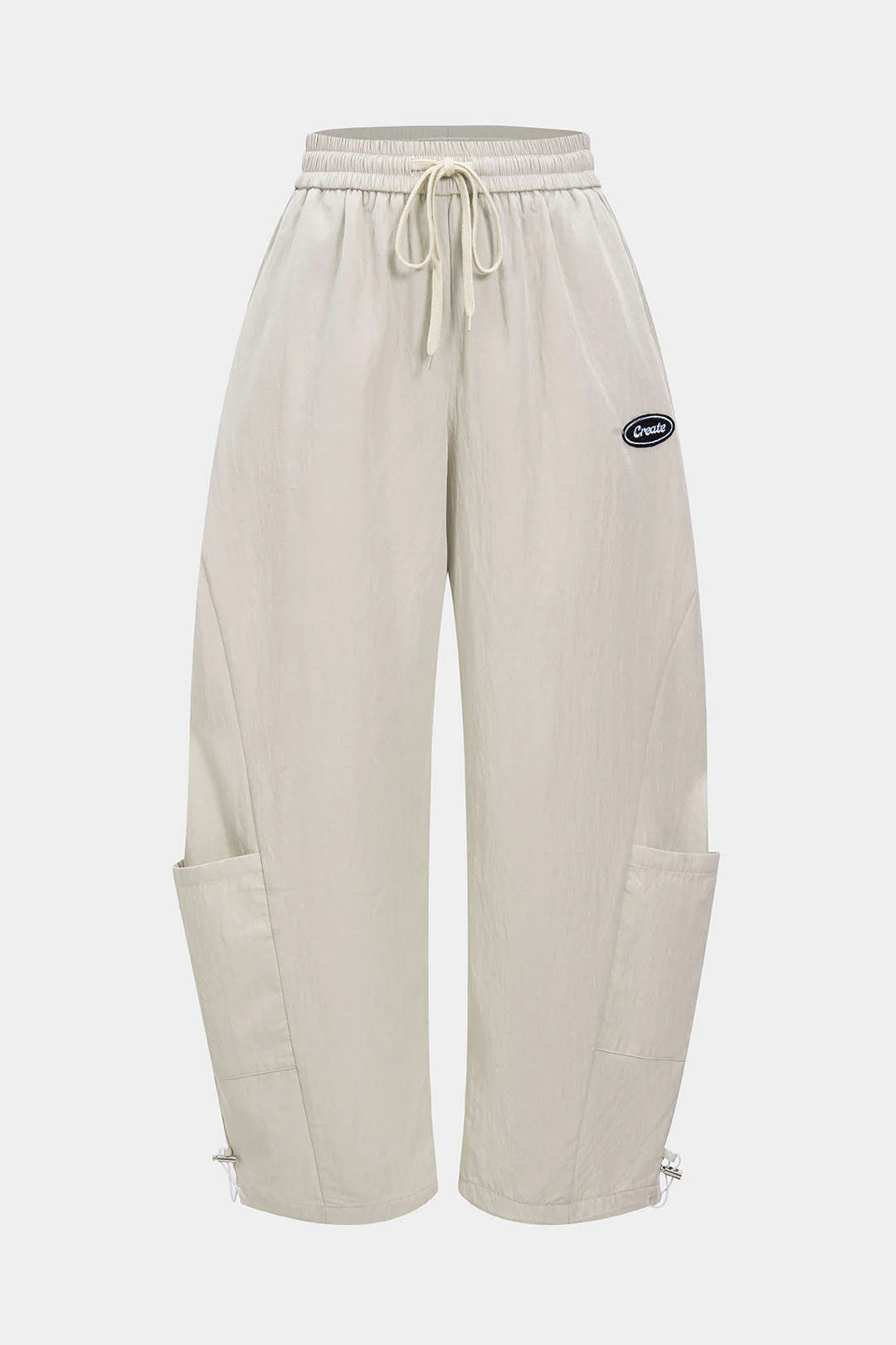 Drawstring Wide Leg Pocket Barrel Trousers - Weenar