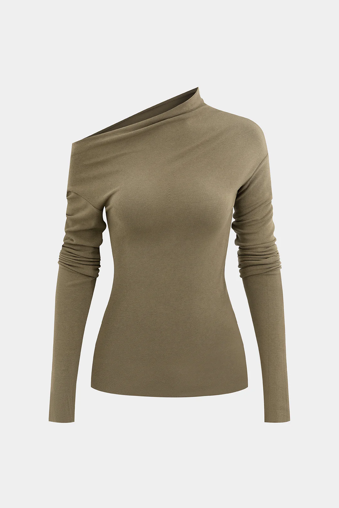 Asymmetrical Ruched Long-Sleeve Top - Weenar
