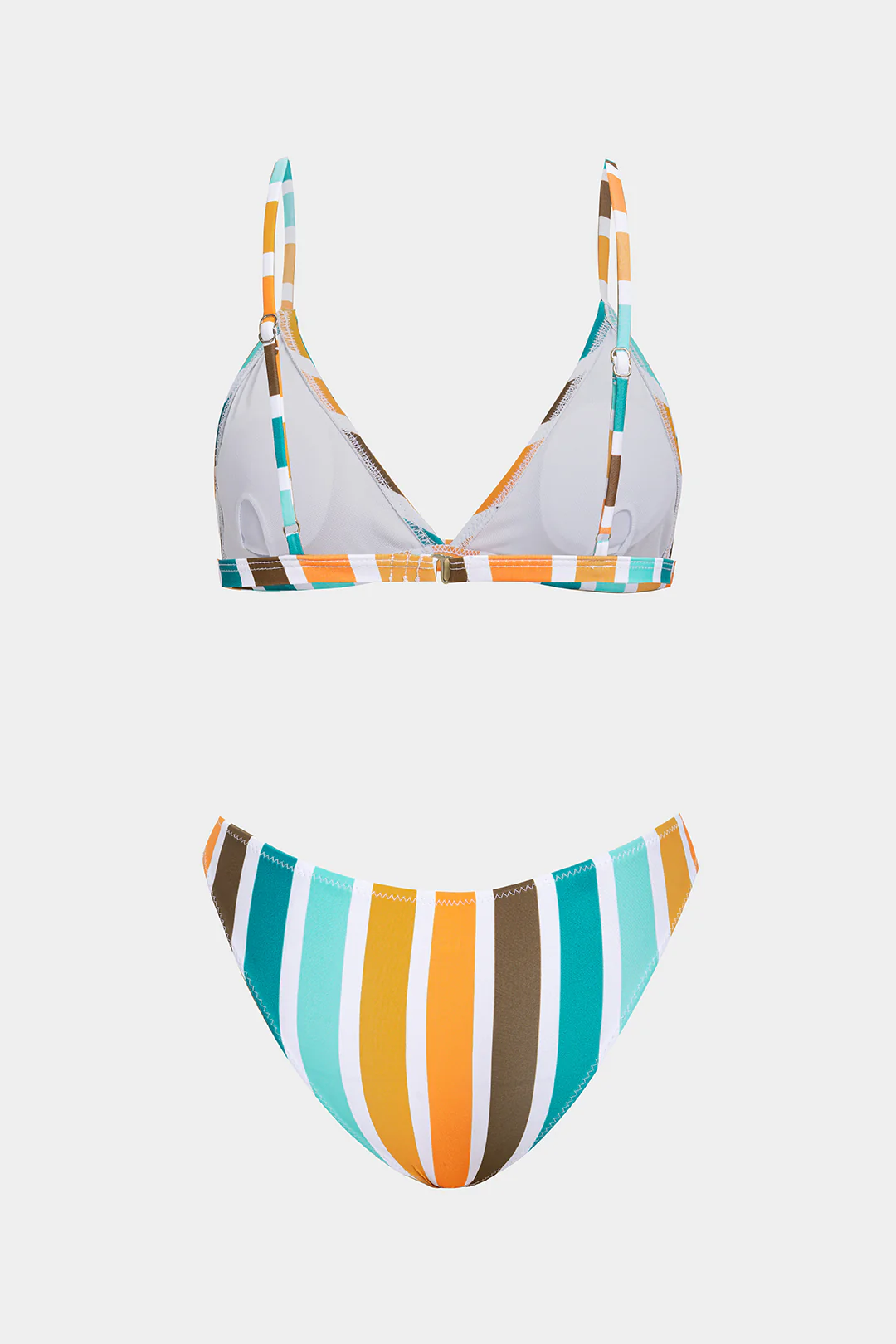 Stripes Print Backless Bikini Set - Weenar