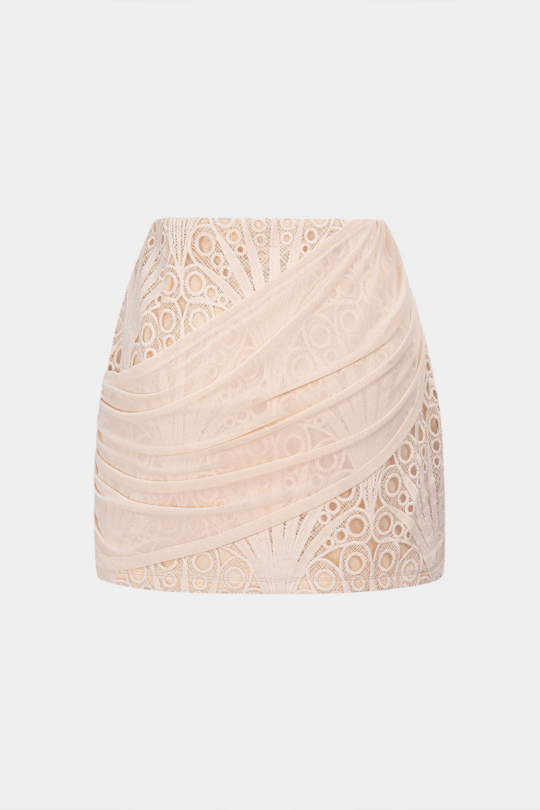 Lace Patchwork Asymmetrical Ruched Skirt - Weenar