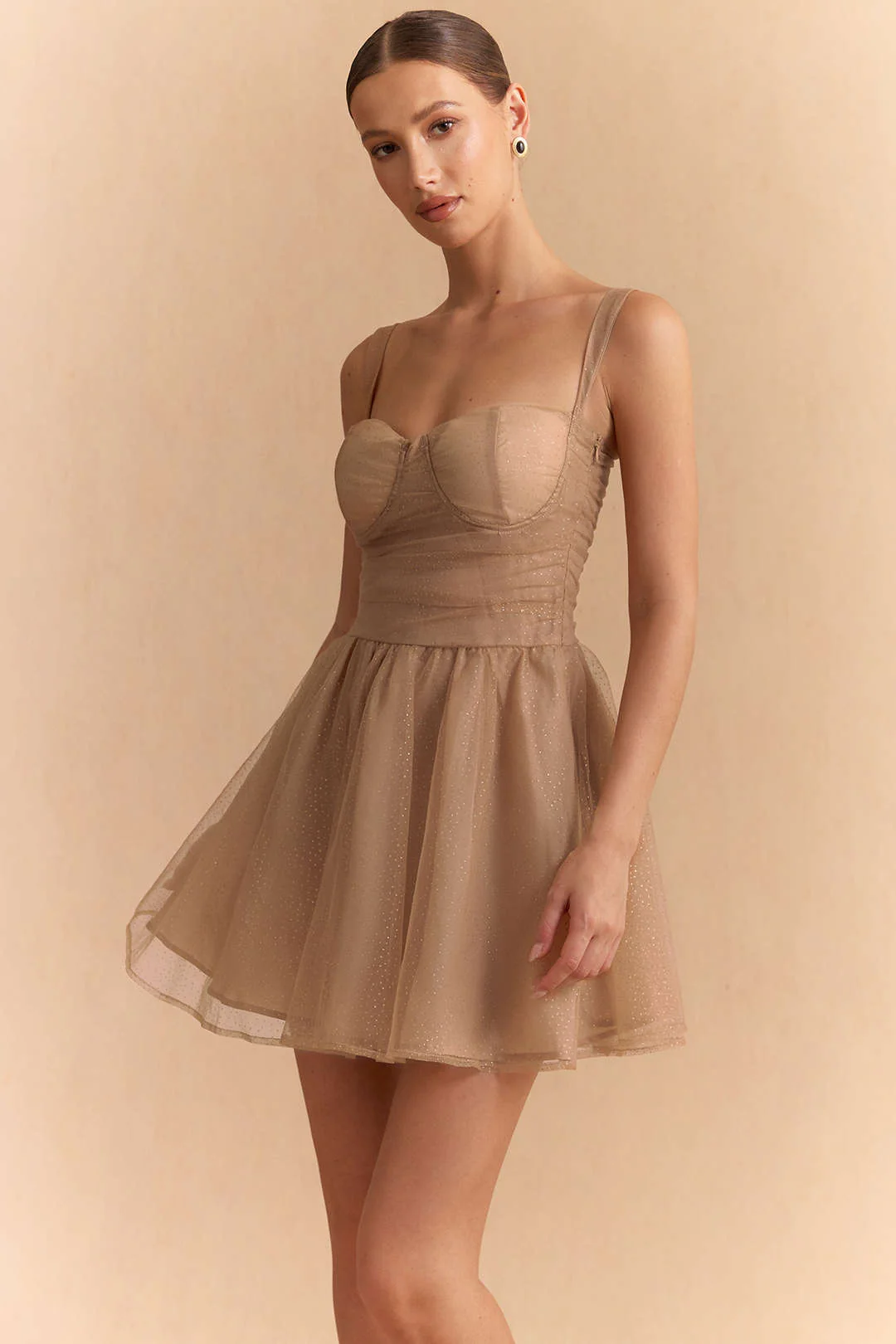 Chiffon Patchwork Bow Butterfly Ruched Slip Sleeveless Mini Dress - Weenar
