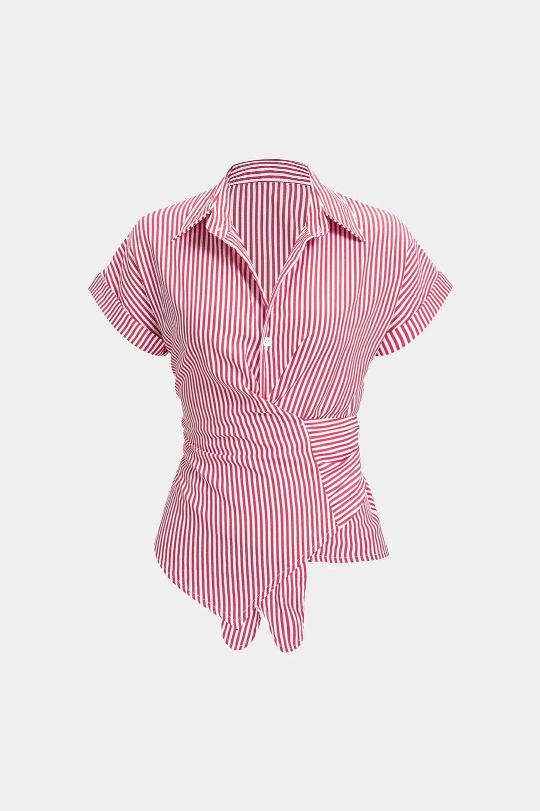 Striped Tie Back Short-Sleeve Shirt - Weenar